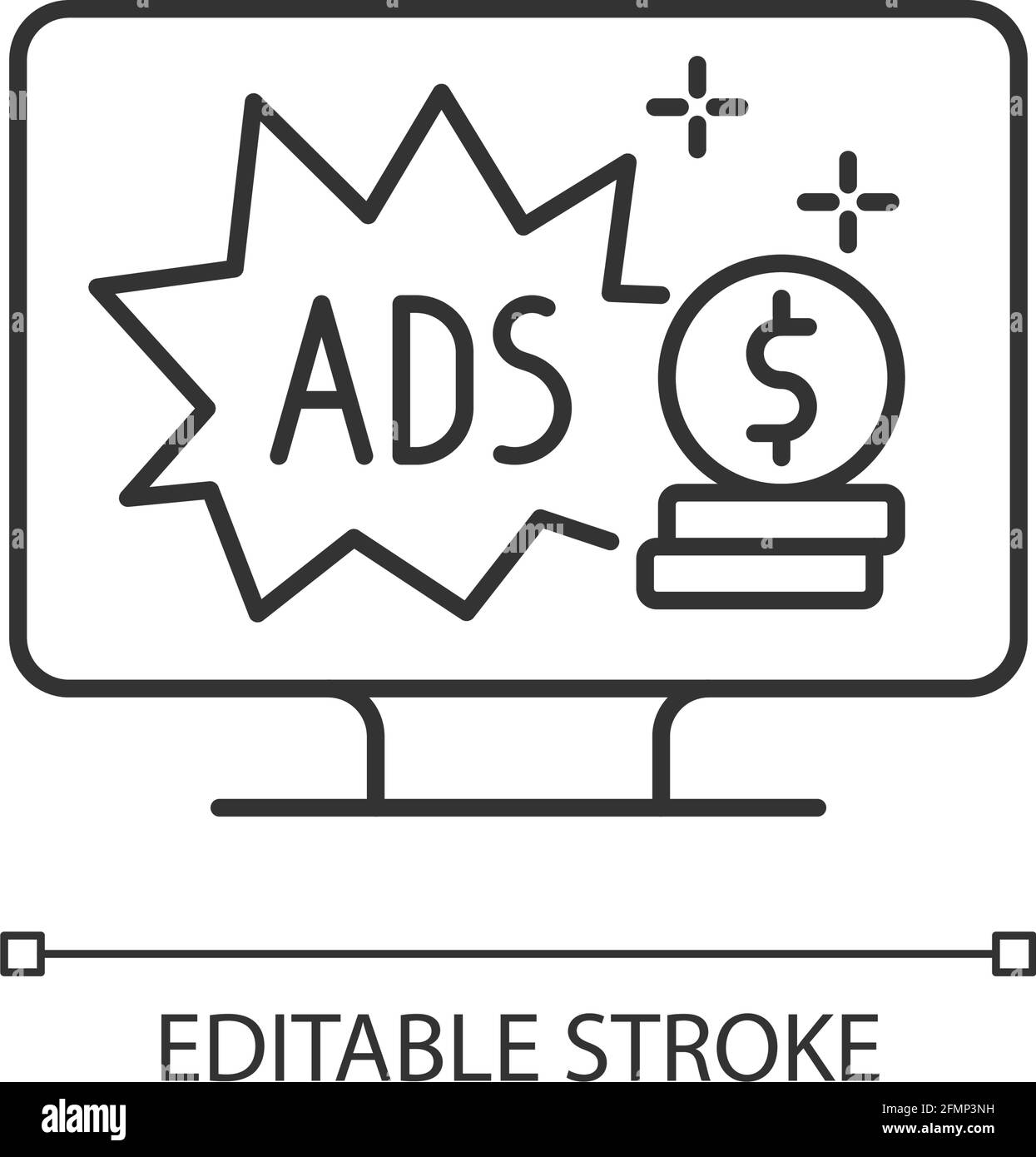 Icône linéaire de plan d'abonnement pris en charge par la publicité Illustration de Vecteur