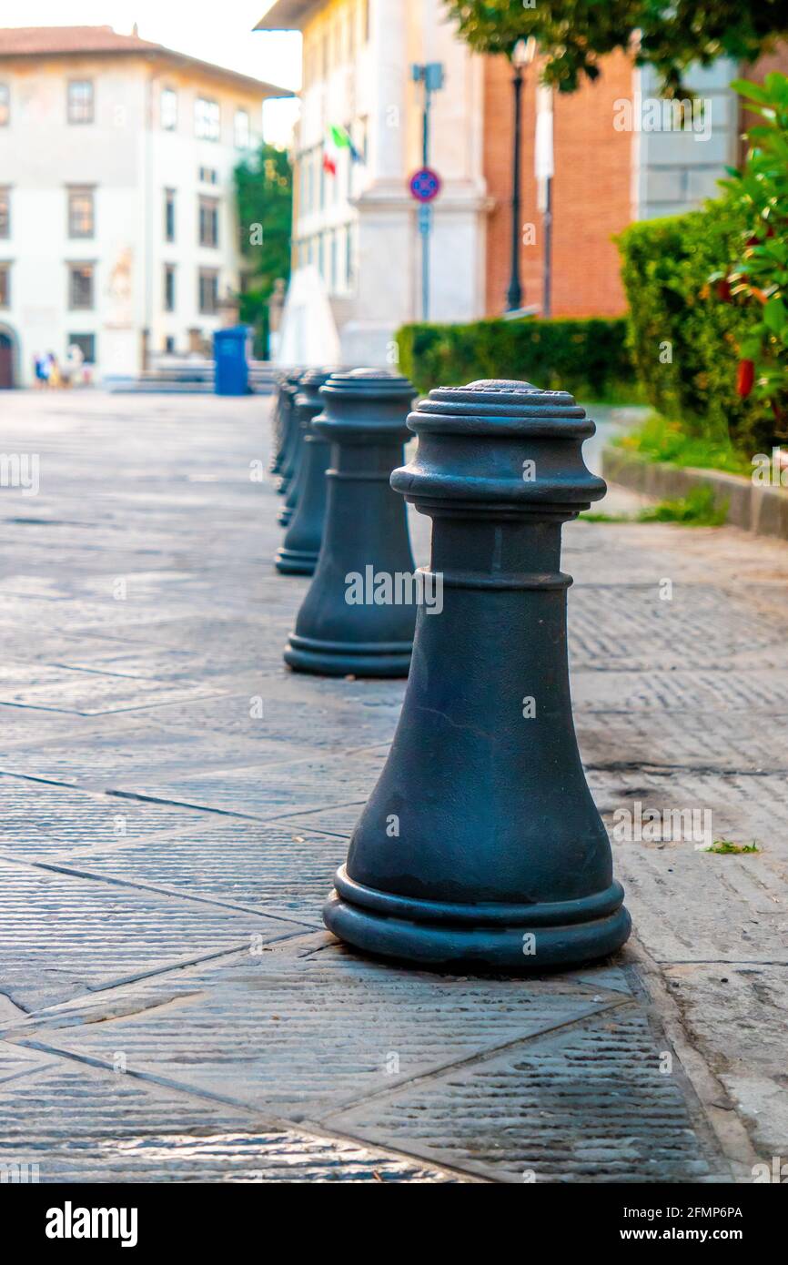 Bollard dans une zone piétonne Banque D'Images