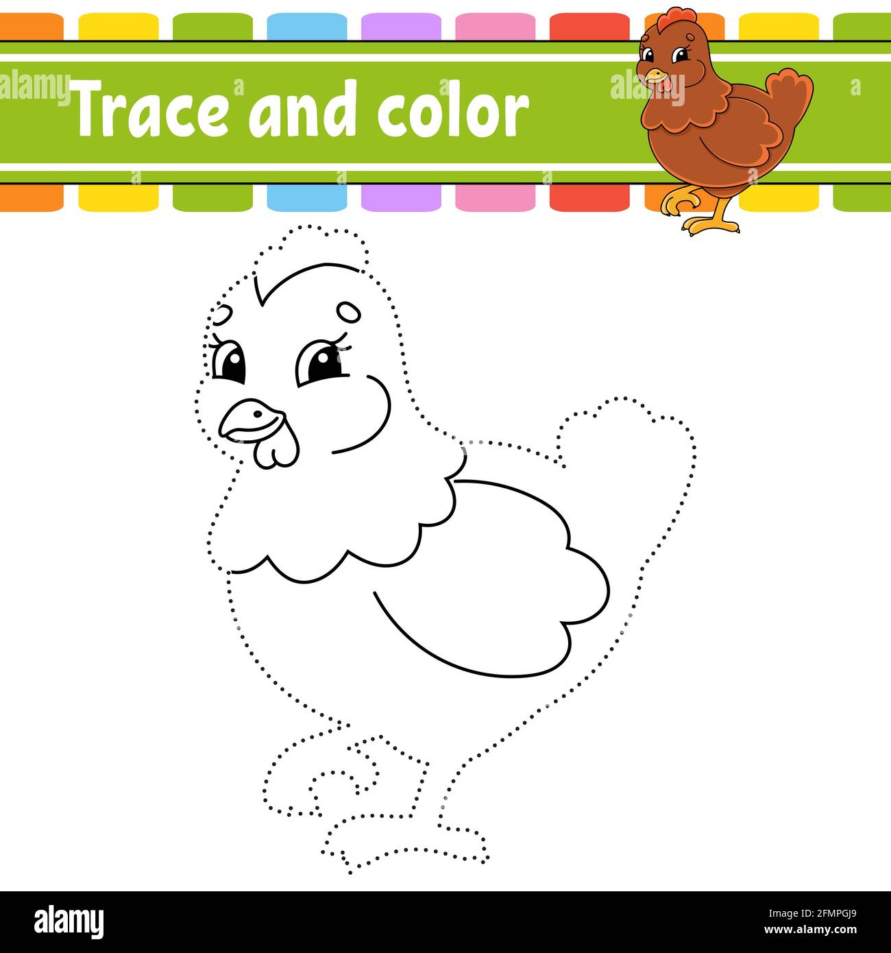 Tracé et couleur. Page de coloriage pour enfants. Pratique de l'écriture manuscrite. Feuille de travail de développement de l'éducation. Page activité. Jeu pour les tout-petits. Vecteur isolé Illustration de Vecteur