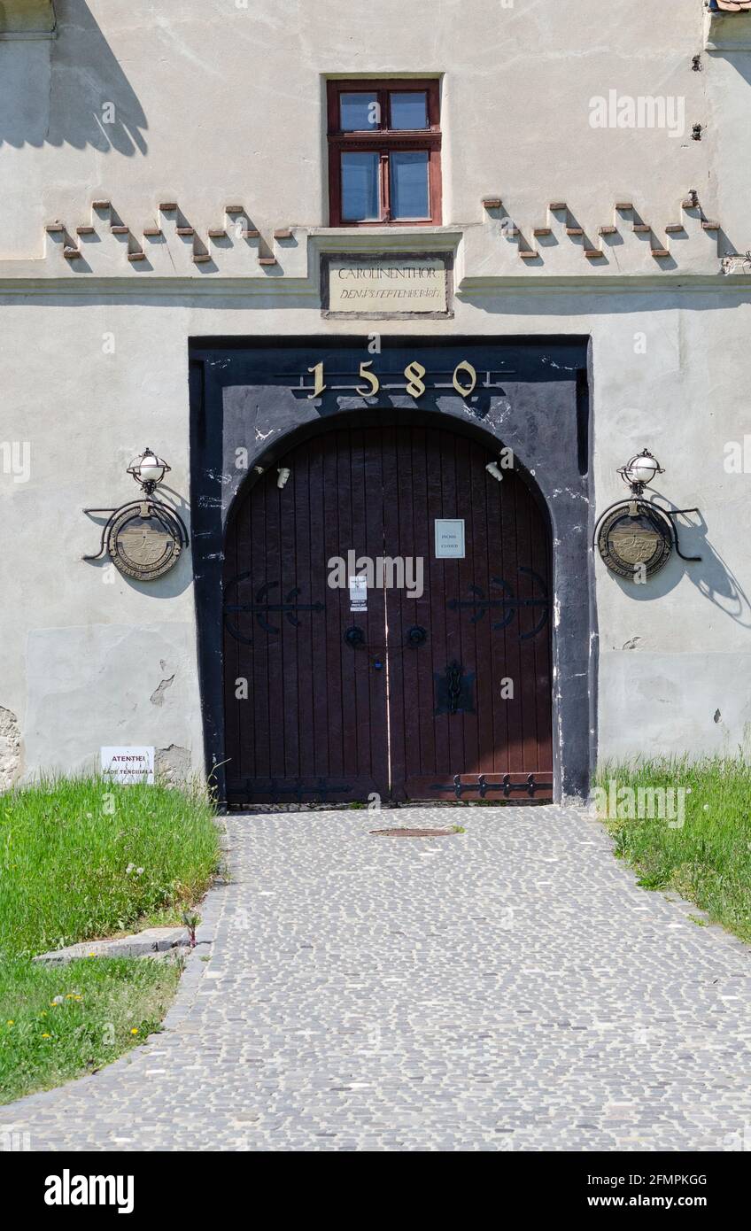 La porte principale de la Citadelle de Brasov, Roumanie Banque D'Images