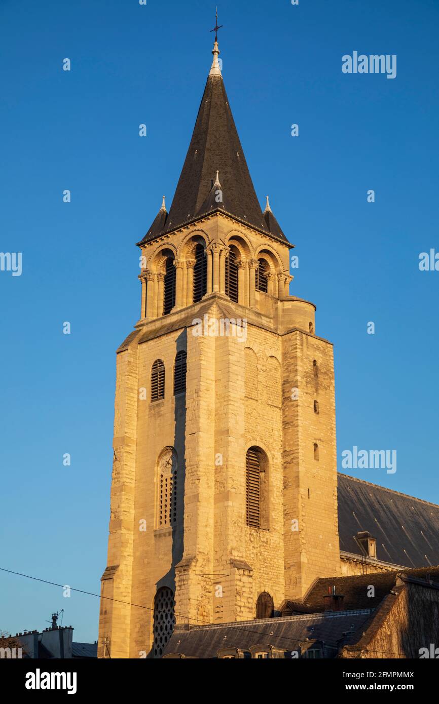 Clocher de l'église de Saint Germain des Prés (détail), Paris, France. Banque D'Images