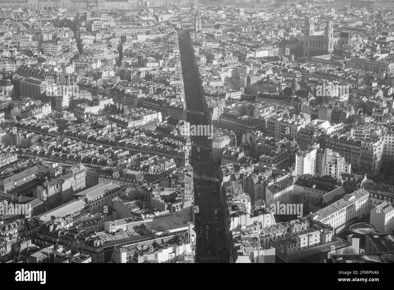 Vue sur la rue de Rennes depuis la Tour Montparnasse / Tour Montparnasse, Paris, France. Banque D'Images