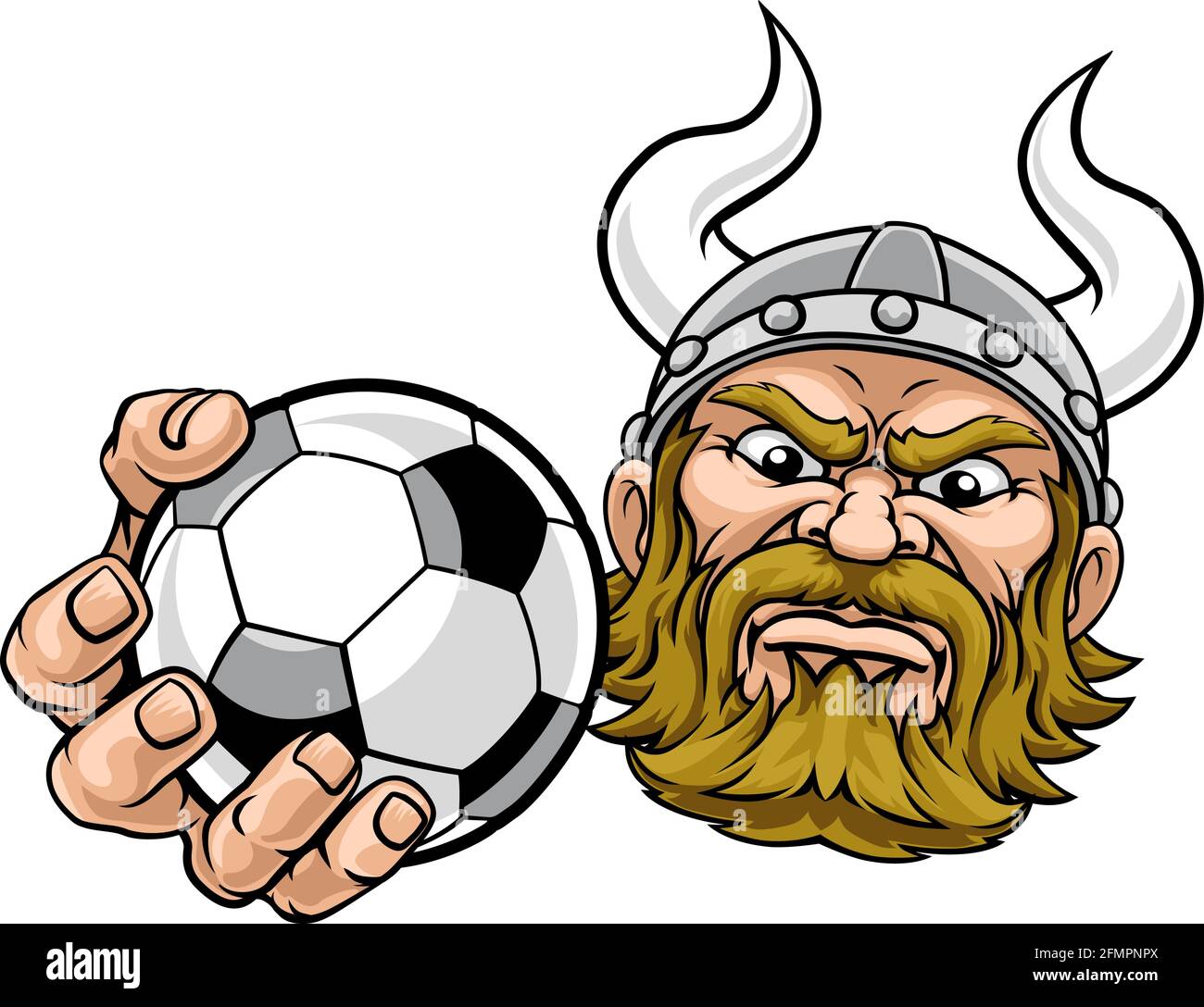 Viking Soccer football ball Sports Mascot Cartoon Illustration de Vecteur