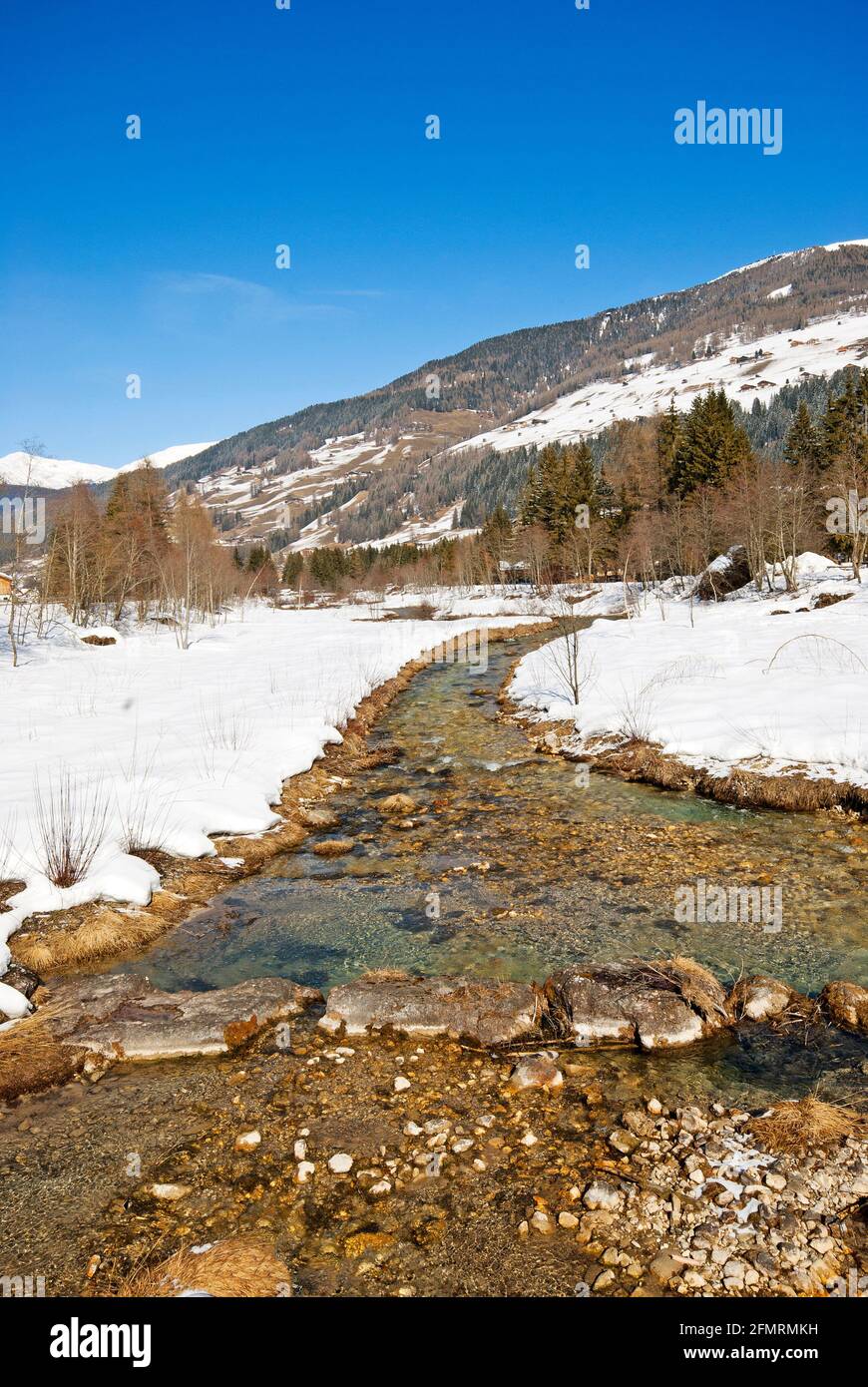 ruisseau Fiscalino dans la vallée de Fiscalina, Trentin-Haut-Adige, Italie Banque D'Images