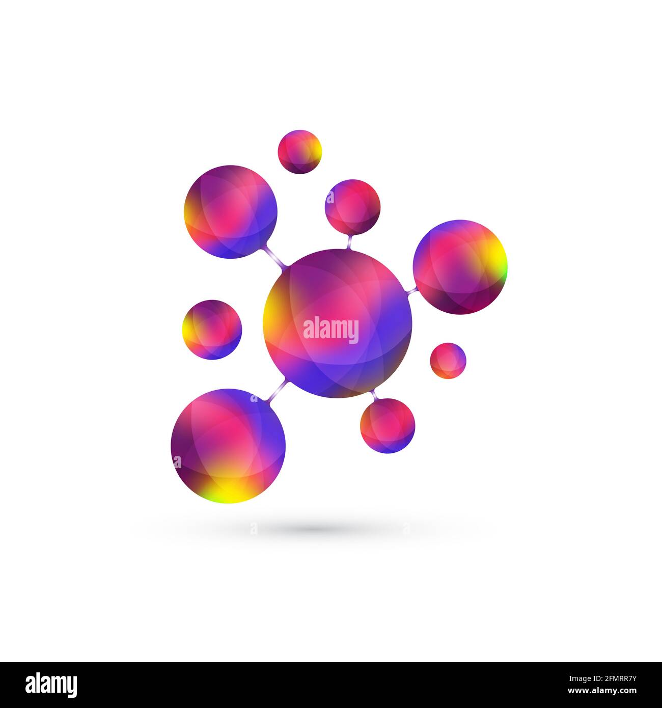 Logotype ADN d'icône, molécule, atome, gène, neural, neurone. Logo de modèle pour la médecine, la science, la technologie, la chimie, la biotechnologie, illustration. Banque D'Images