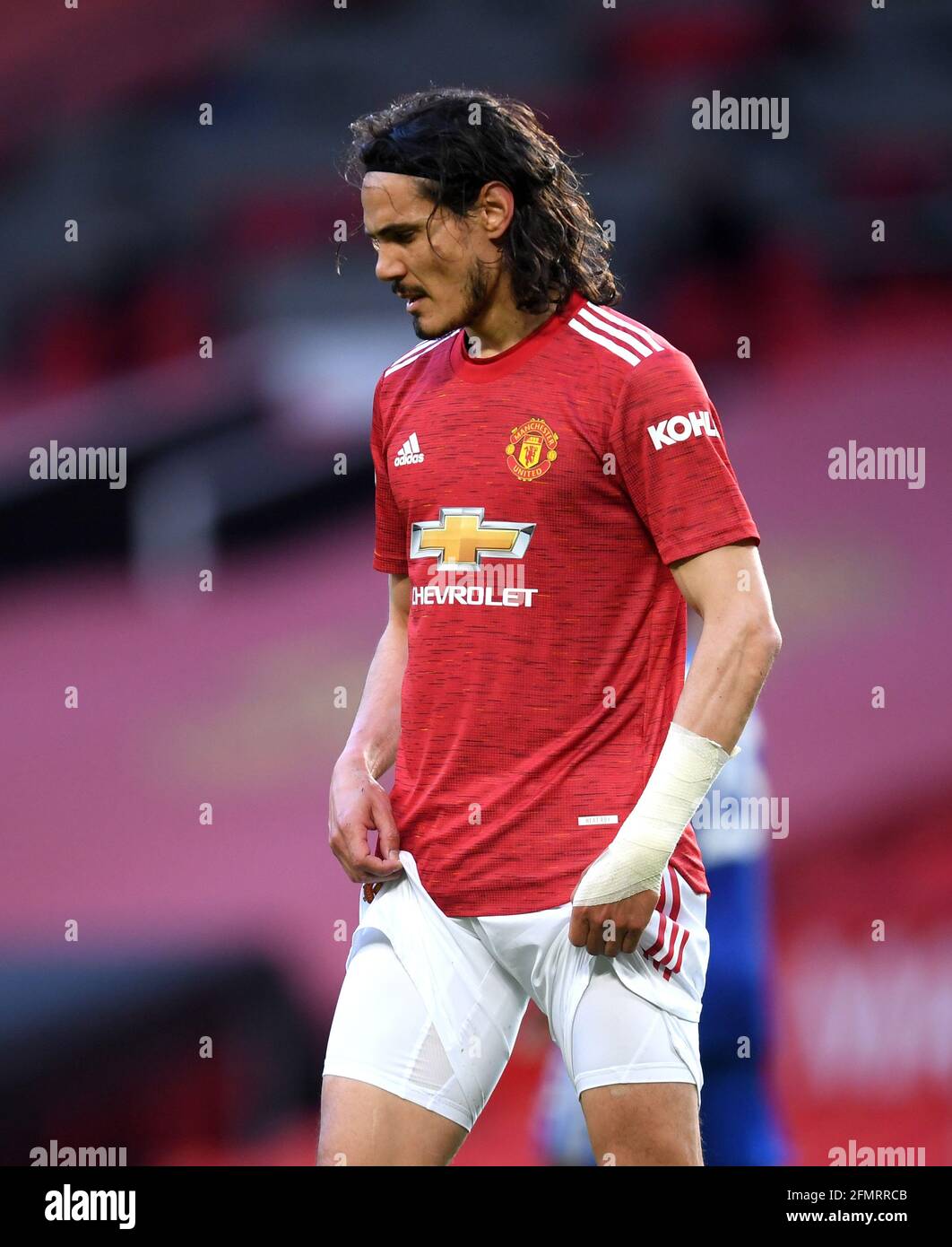 Edinson Cavani de Manchester United réagit après le match de la Premier League à Old Trafford, Manchester. Date de la photo: Mardi 11 mai 2021. Banque D'Images