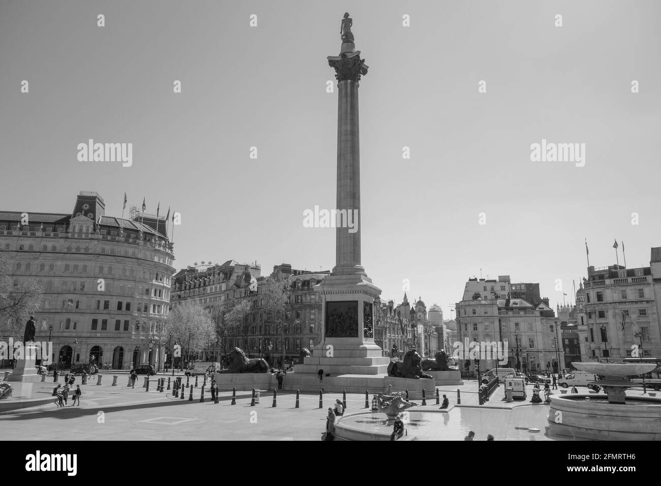 Trafalgar Square London et Nelson's Column, Londres, Royaume-Uni. Banque D'Images