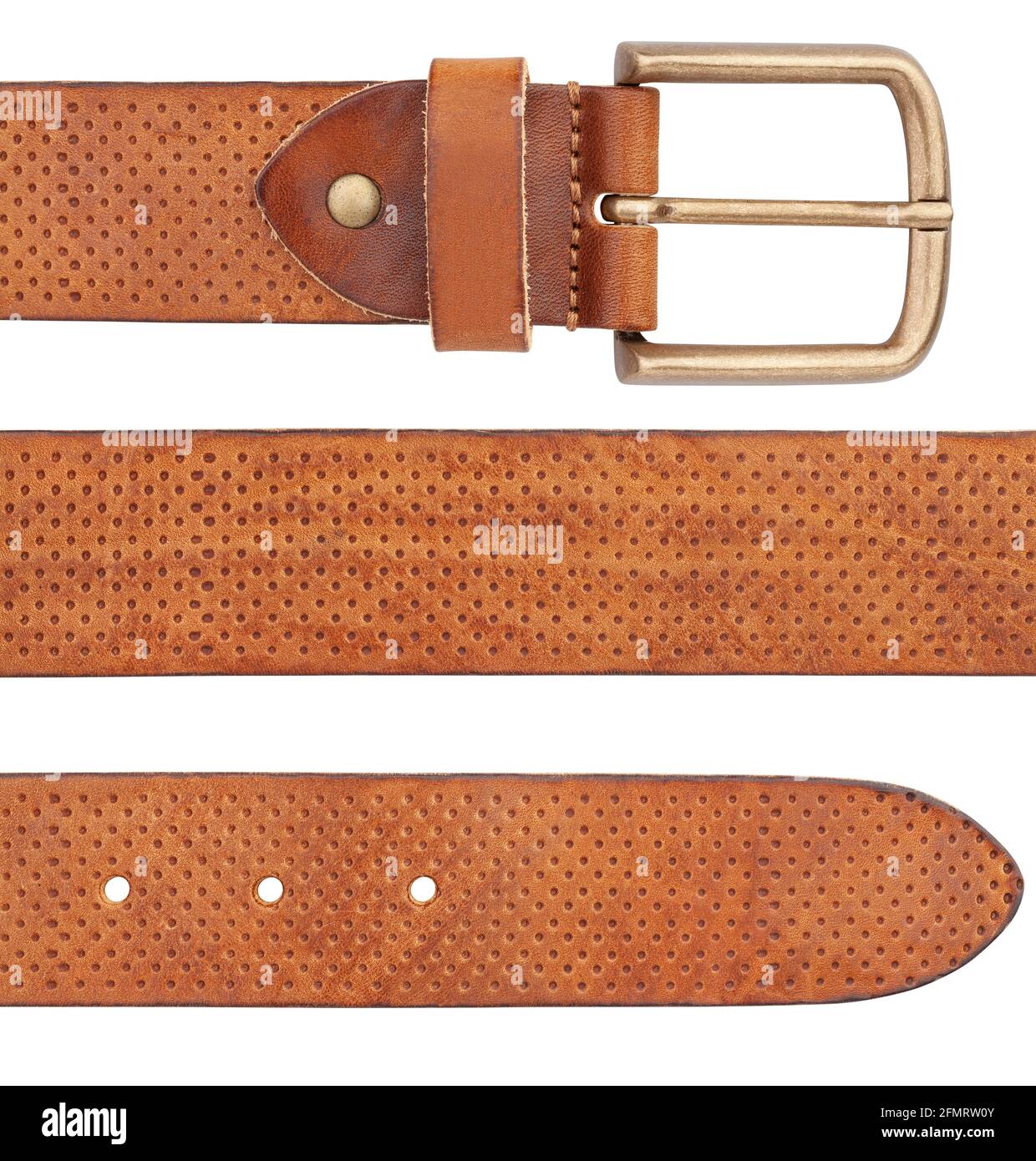 chemin de courroie marron isolé sur blanc Banque D'Images