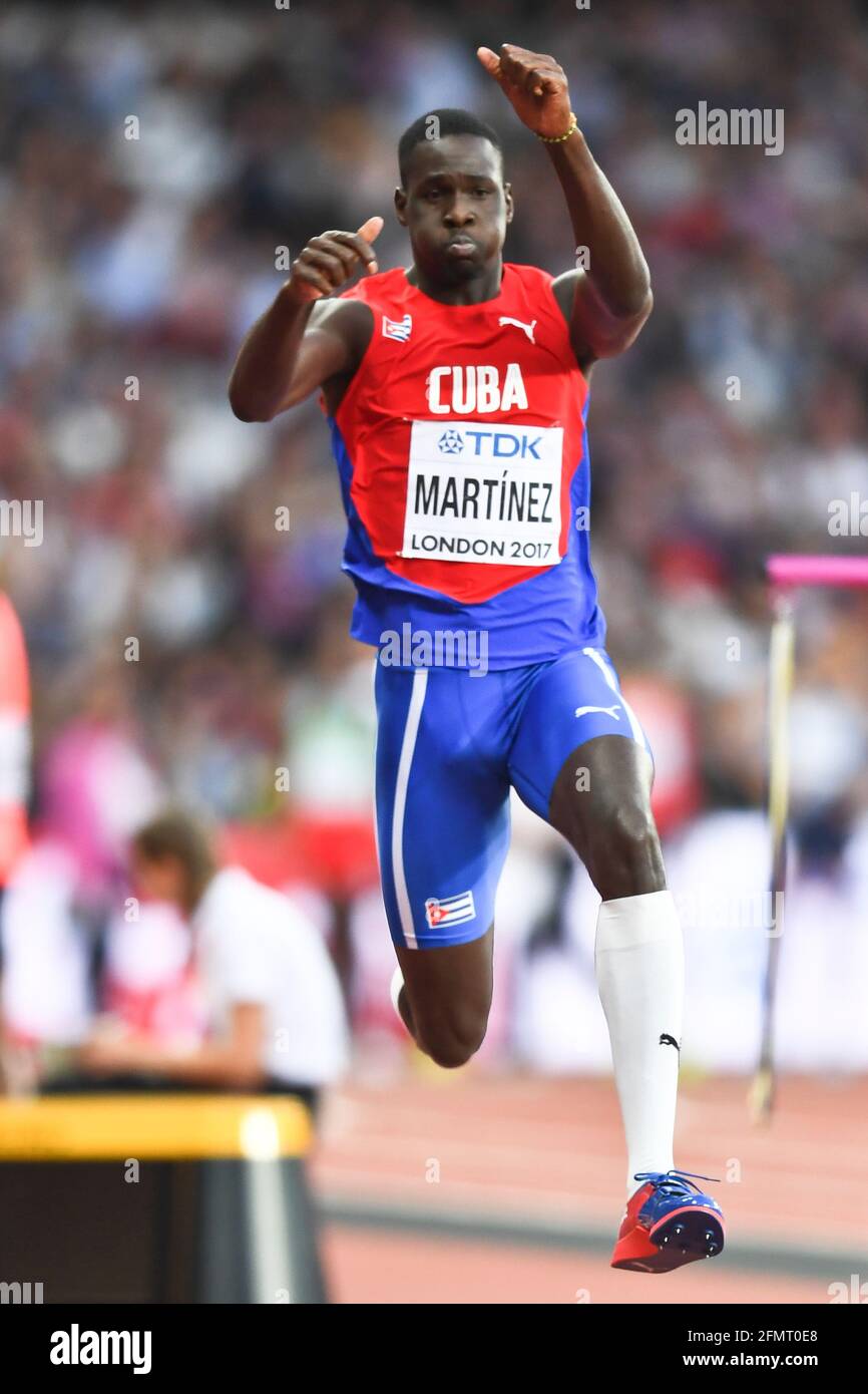Lázaro Martínez (Cuba). Triple Jump hommes, finale. Championnats du monde de l'IAAF Londres 2017 Banque D'Images