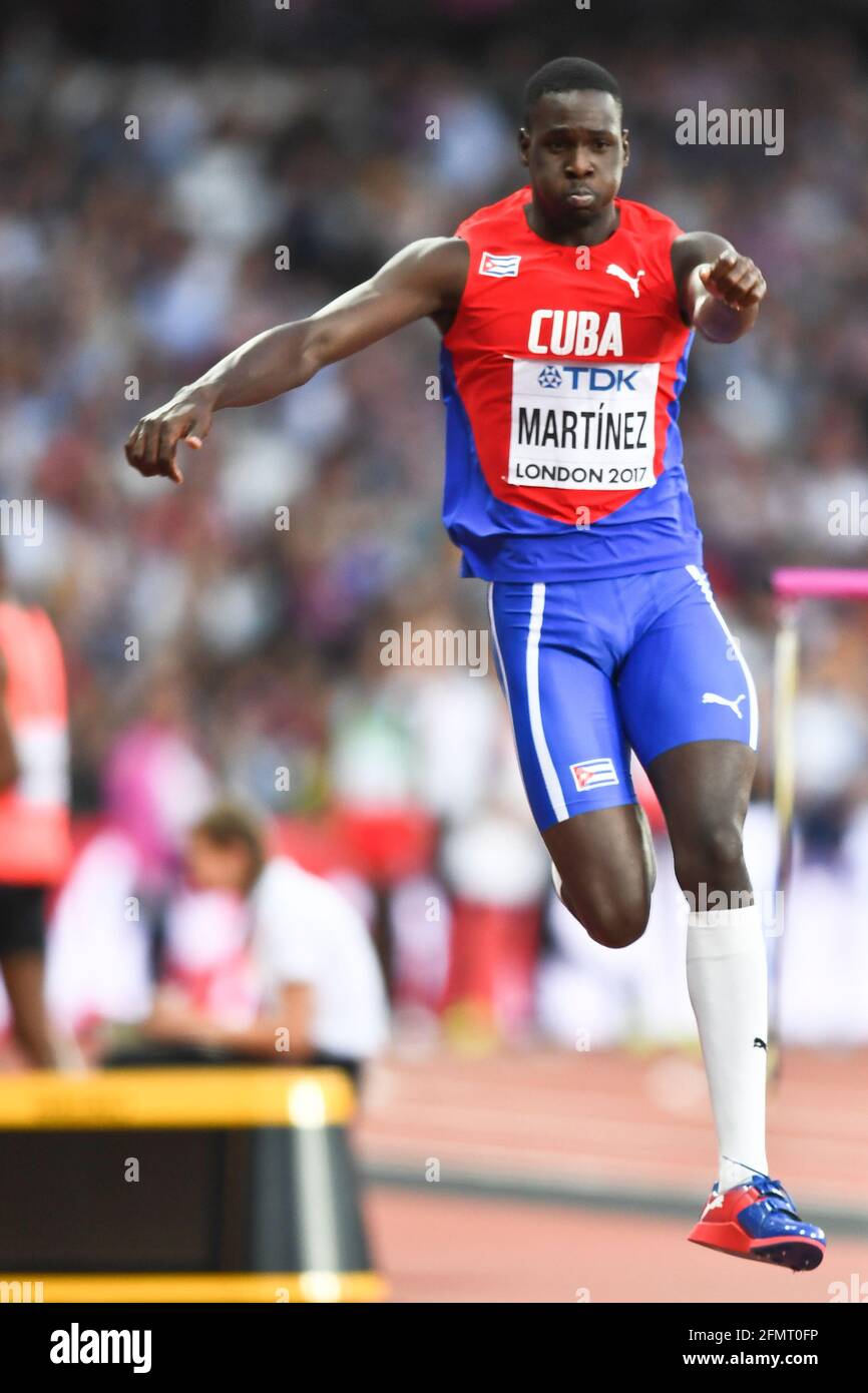 Lázaro Martínez (Cuba). Triple Jump hommes, finale. Championnats du monde de l'IAAF Londres 2017 Banque D'Images