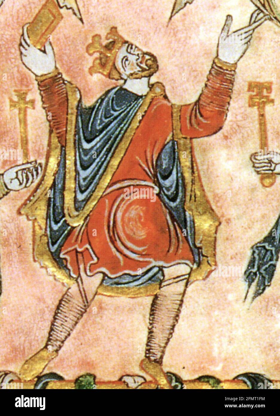 ROI EDGAR LE PAISIBLE (C 943-975) Roi d'Angleterre, comme illustré dans la charte New Minster dans 966 Banque D'Images