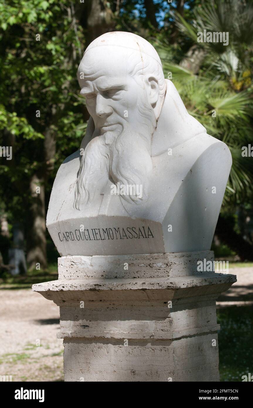 Buste en marbre du cardinal Guglielmo Massaia, jardins de Pincio, Rome, Italie Banque D'Images