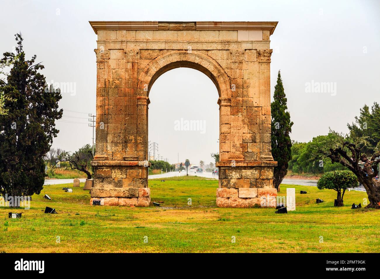 Arc triomphal de Bara à Tarragone, Catalogne, Espagne. Banque D'Images