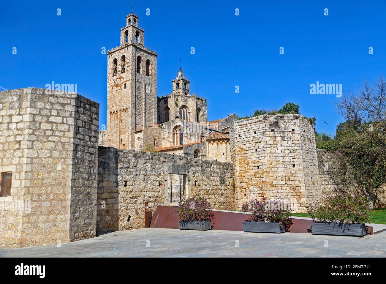 Monastère roman de la SX .Sant Cugat del Valles. Catalogne Banque D'Images