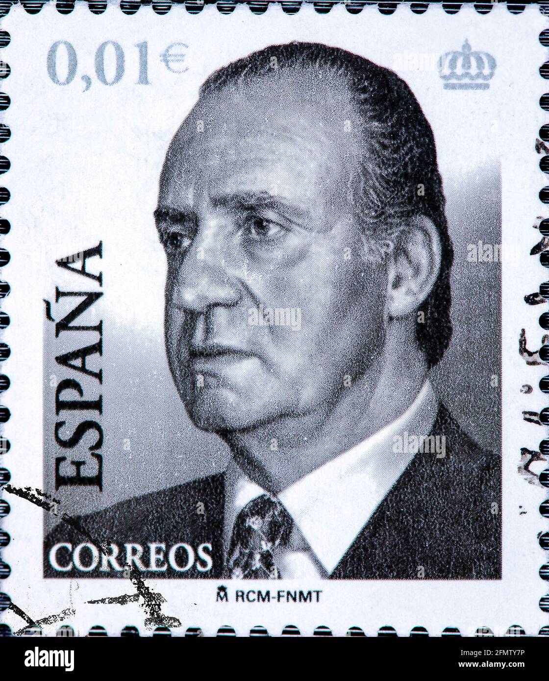 ESPAGNE - VERS 2002: Un timbre imprimé en Espagne montre le roi Juan Carlos d'Espagne vers 2002 Banque D'Images