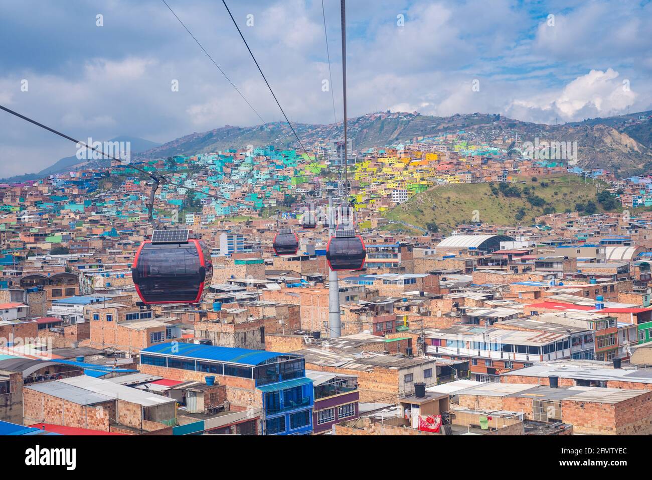 Sur les hauteurs de Ciudad Bolivar depuis le téléphérique, Bogota, Colombie Banque D'Images