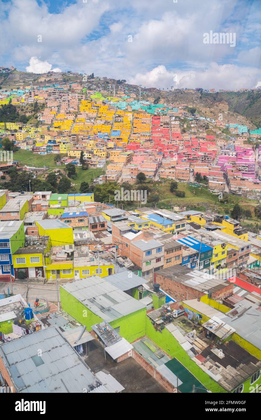 Sur les hauteurs de Ciudad Bolivar depuis le téléphérique, Bogota, Colombie Banque D'Images