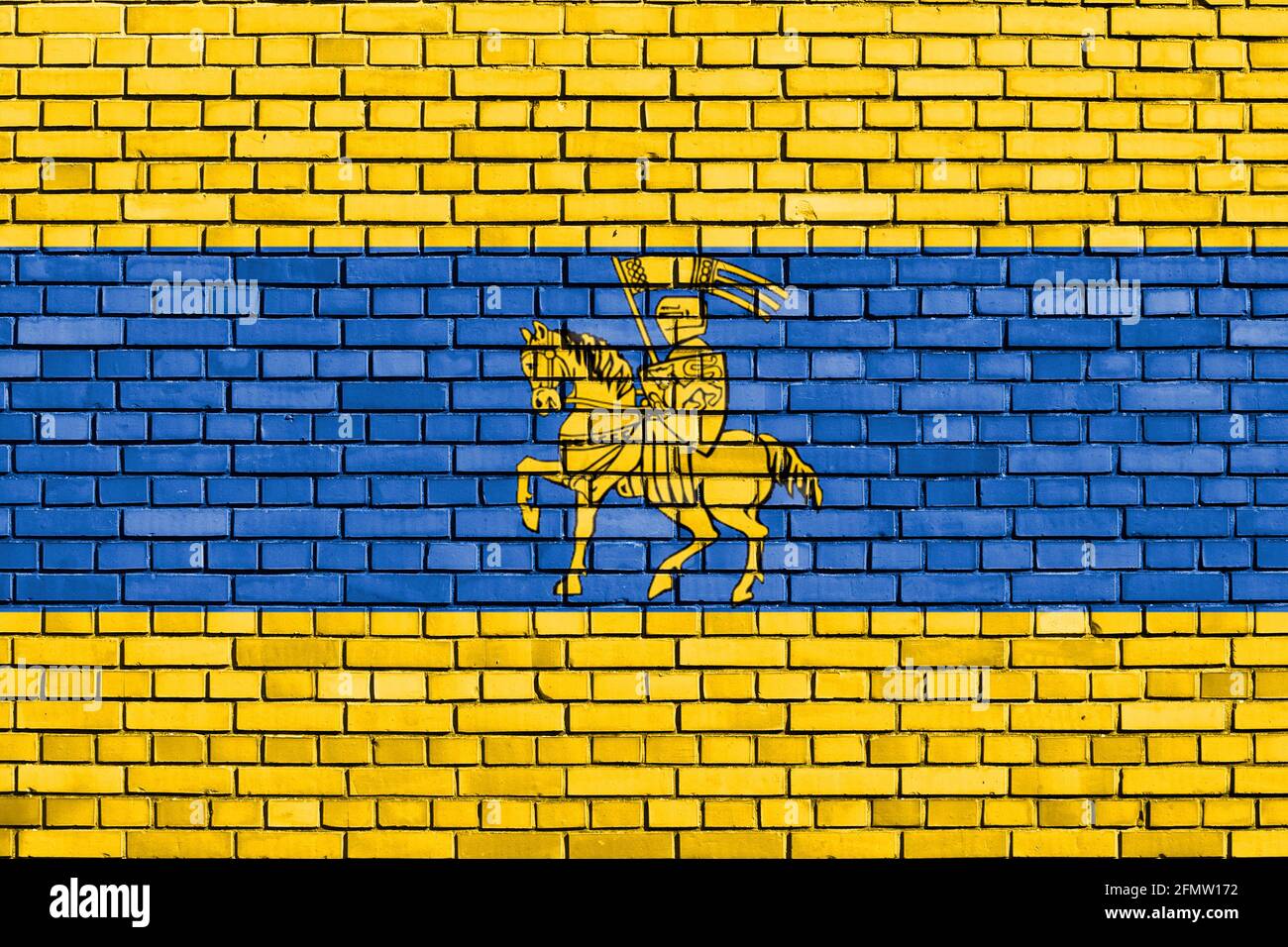 Drapeau de Schwerin, Allemagne peint sur un mur de briques Banque D'Images