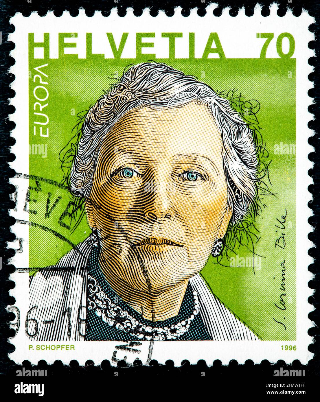 SUISSE - VERS 1996 : un timbre imprimé en Suisse montre S.Corinna Bille Writer vers 1996 Banque D'Images