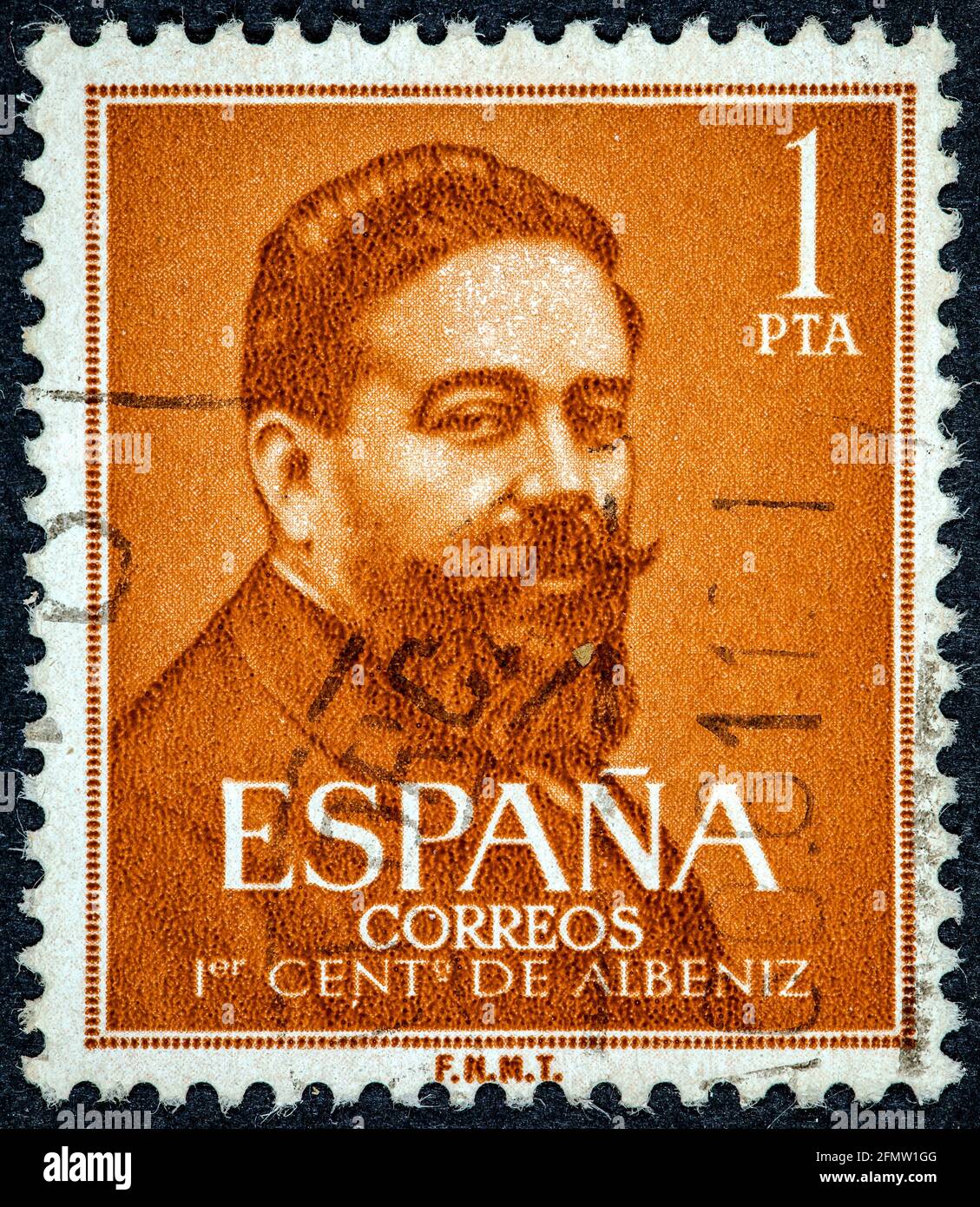 ESPAGNE - VERS 1960: Un timbre imprimé en Espagne montre Isaac Albeniz Banque D'Images