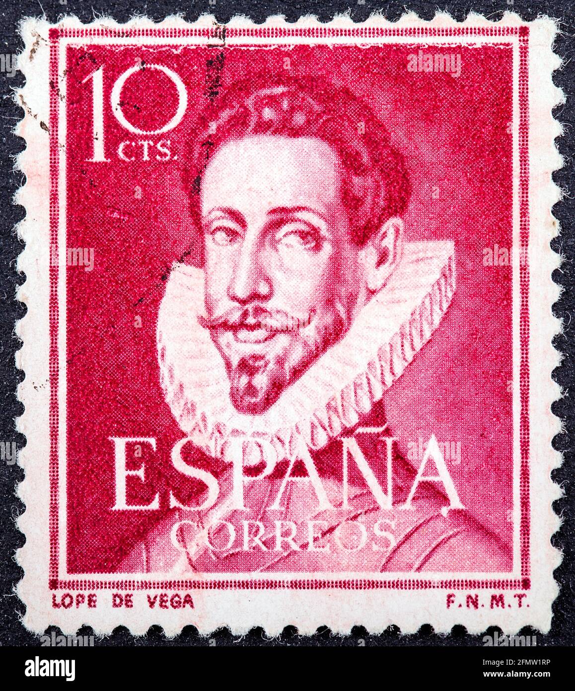 ESPAGNE - VERS 1951 : un timbre imprimé en Espagne montre Lope de Vega, dramaturge espagnol et poète, vers 1951 Banque D'Images