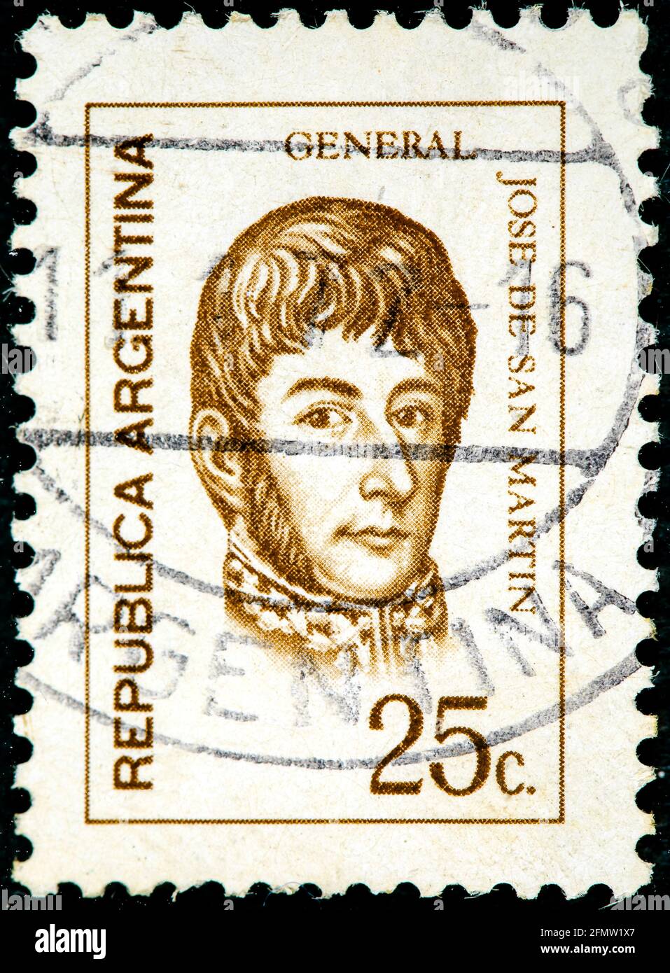 ARGENTINE - VERS 1971: Un timbre imprimé en Argentine montre José de San Martin général vers 1971 Banque D'Images