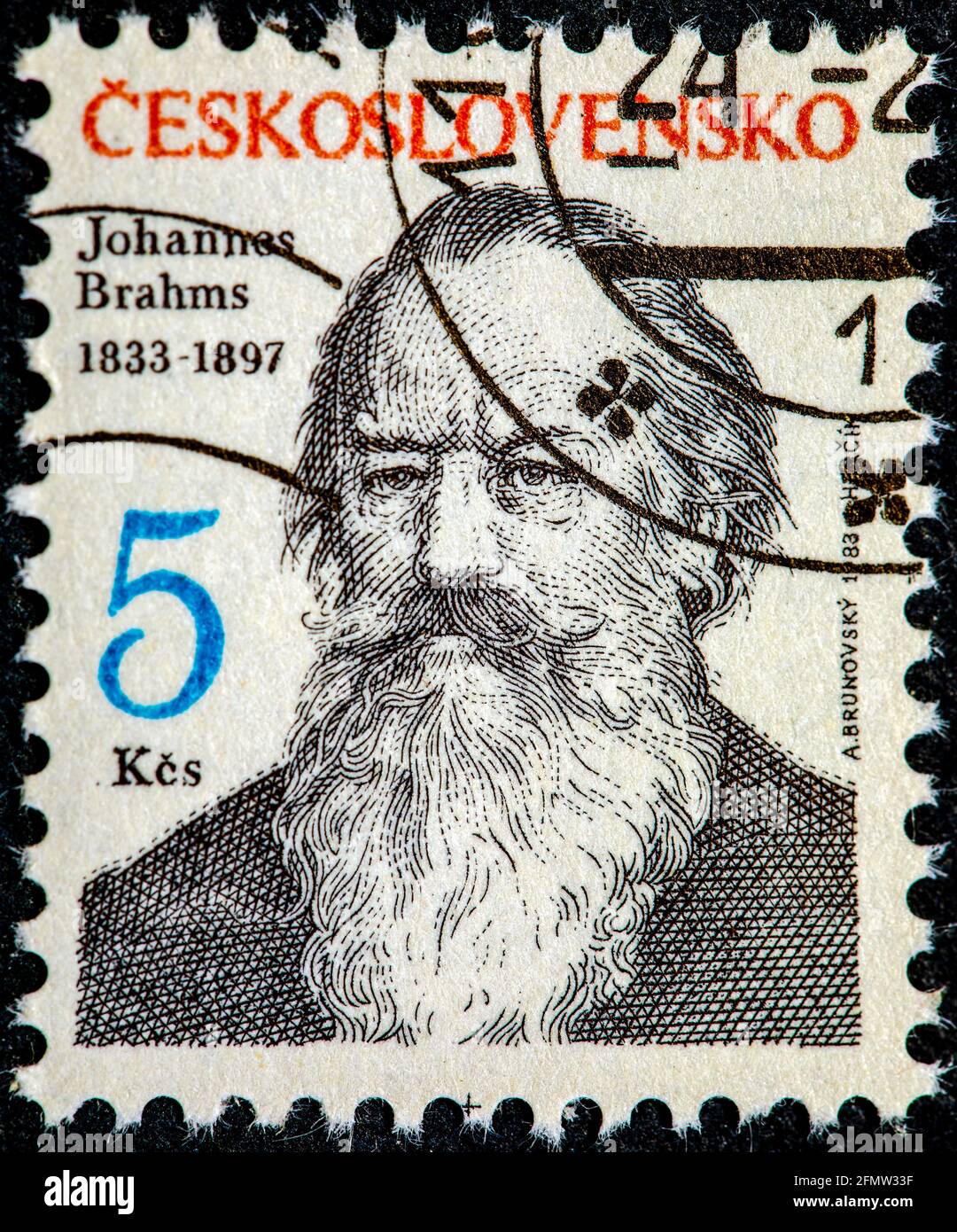 Tchécoslovaquie - VERS 1963: Un timbre imprimé en Tchécoslovaquie montre Johannes Brahms vers 1963 Banque D'Images