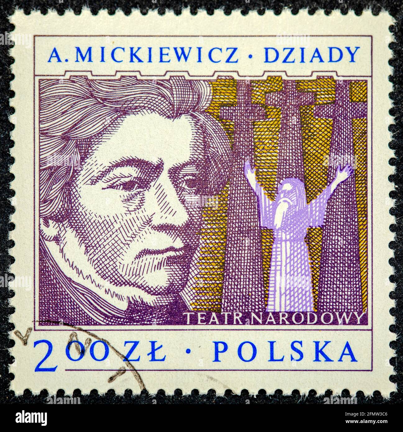 Pologne - Circa 1978: Un timbre imprimé en Pologne montre Adam Mickiewicz, dramaturge polonais, vers 1978 Banque D'Images