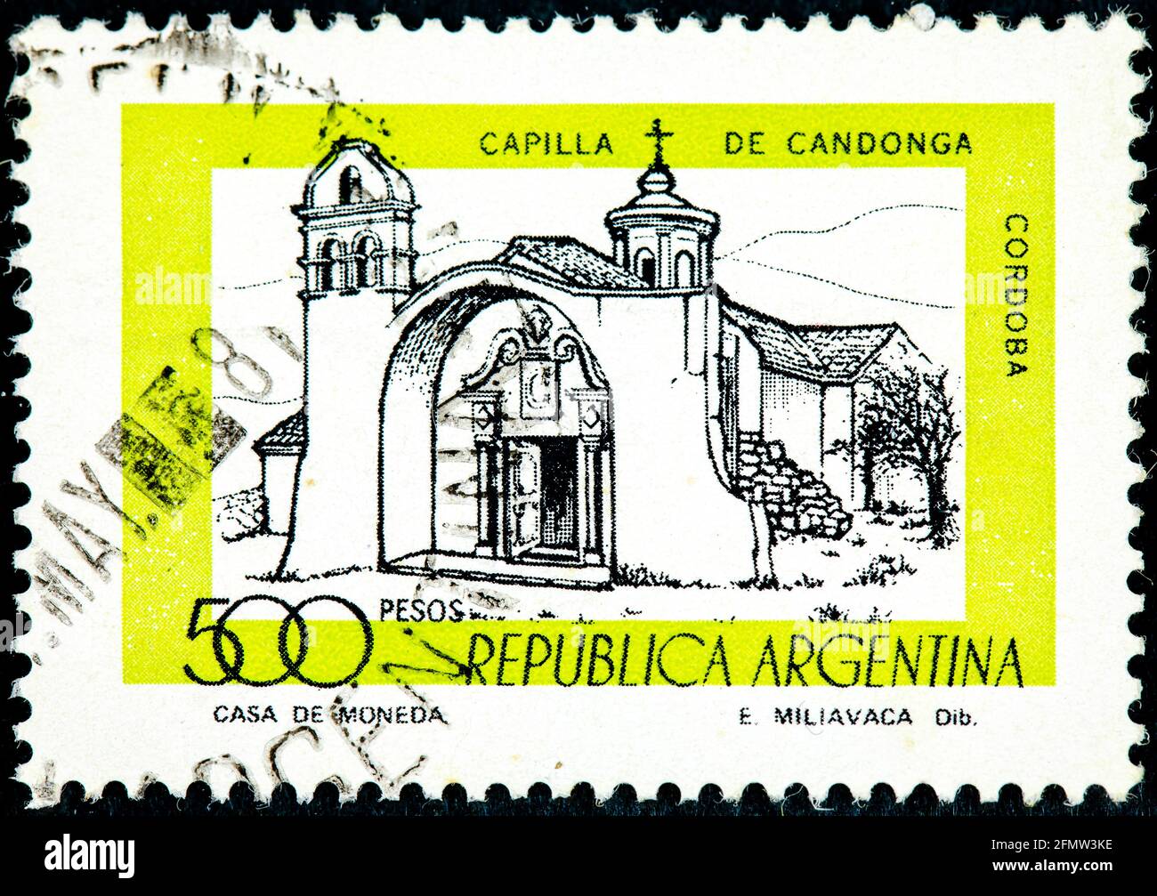 ARGENTINE - VERS 1978 : un timbre imprimé en Argentine montre la chapelle de Candonga, Cordoue, Argentine, vers 1978 Banque D'Images