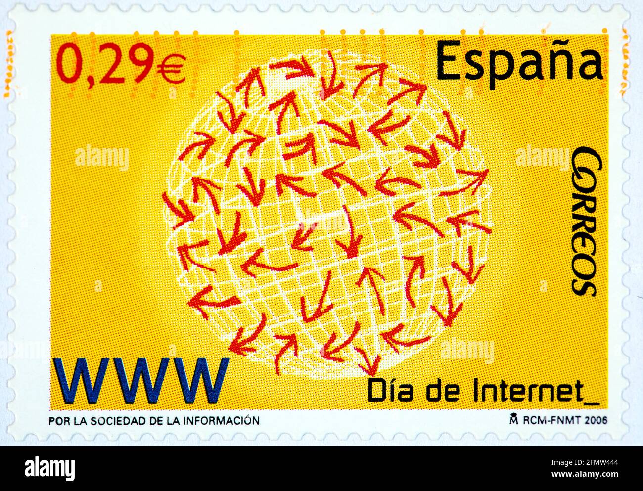 ESPAGNE - VERS 2006: Un timbre imprimé en Espagne montre Internet Day, par la société de l'information, vers 2006 Banque D'Images