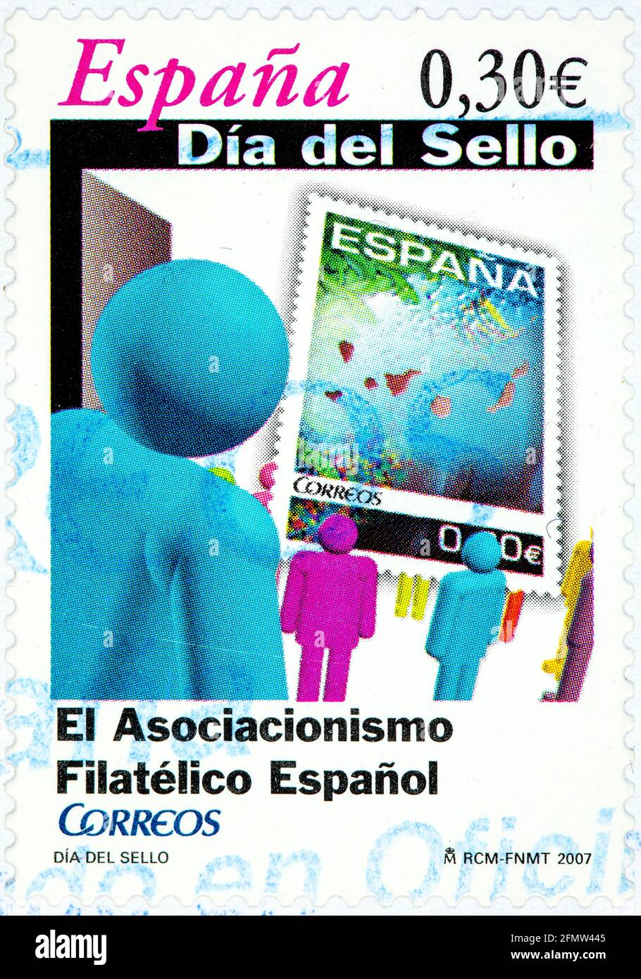 ESPAGNE - VERS 2007: Un timbre imprimé en Espagne montre le jour du timbre, association philatélique espagnole, vers 2007 Banque D'Images