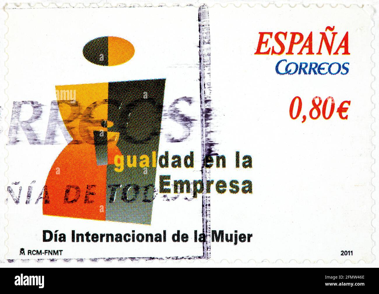 ESPAGNE - VERS 2011: Un timbre imprimé en Espagne montre, de la série consacrée à l'égalité des femmes, l'égalité dans l'entreprise, vers 2011 Banque D'Images
