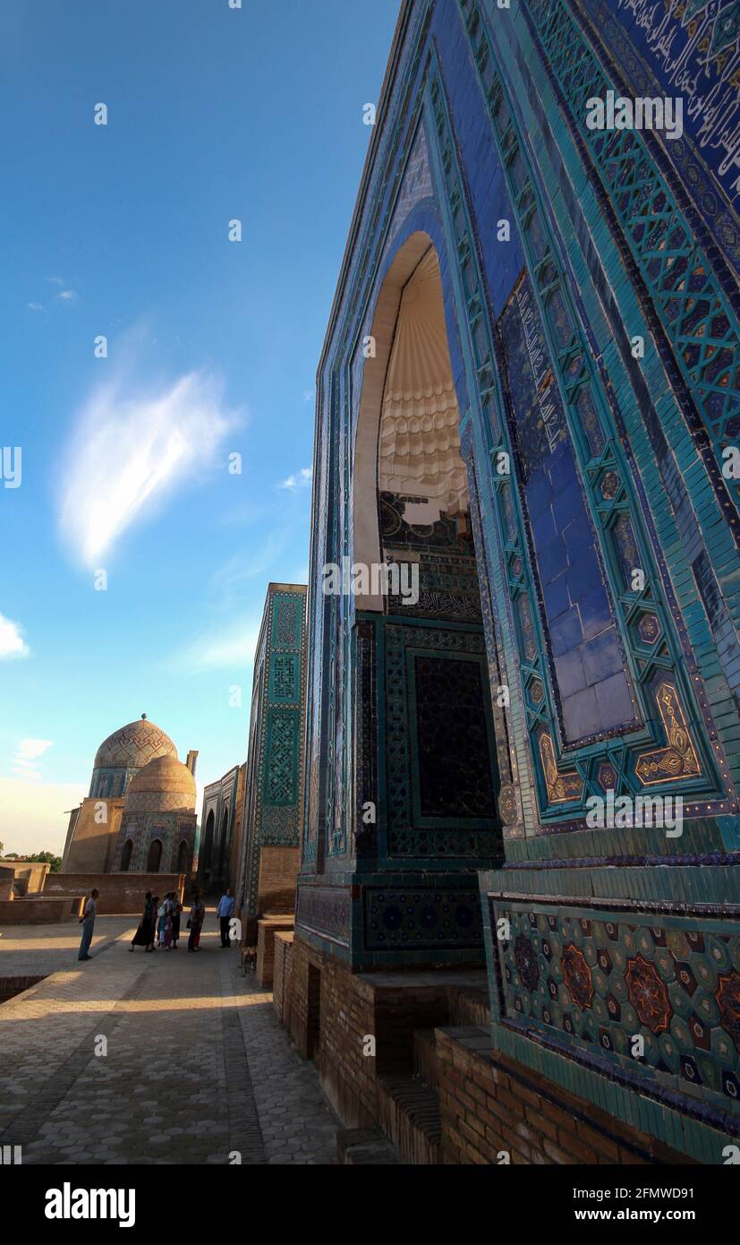 Shah i Zinda Mausolée complexe à Samarqand, Ouzbékistan. Banque D'Images