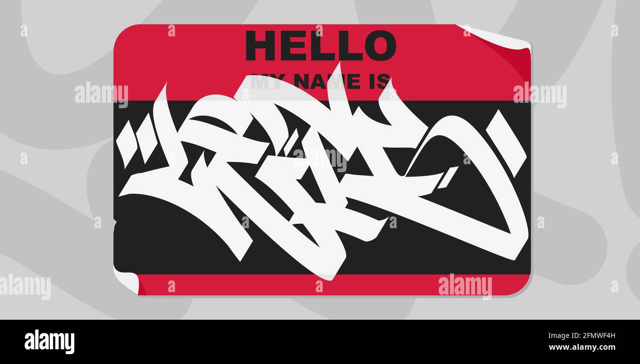 Abstrait Graffiti style Sticker Bonjour mon nom est avec certains Art urbain lettrage Illustration vectorielle Illustration de Vecteur