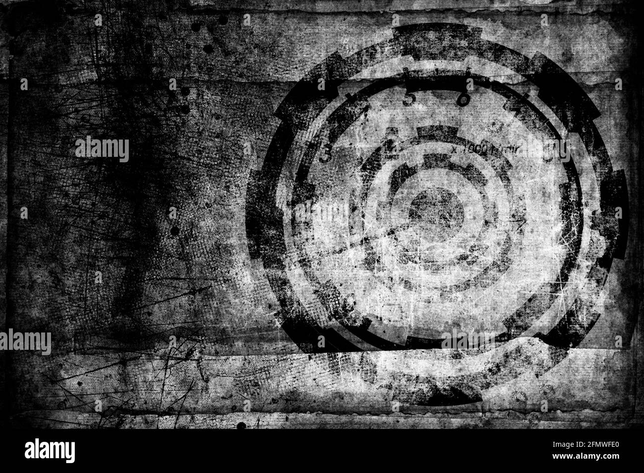 Abstrait grunge futuriste de la cyber-technologie fond. Dessin sur l'ancienne surface grasseuse Banque D'Images