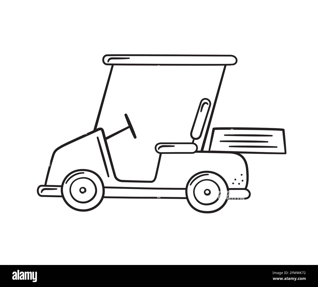 Voiturette de golf en forme de doodle. Voiture électrique tirée à la main. Illustration vectorielle isolée sur fond blanc Illustration de Vecteur