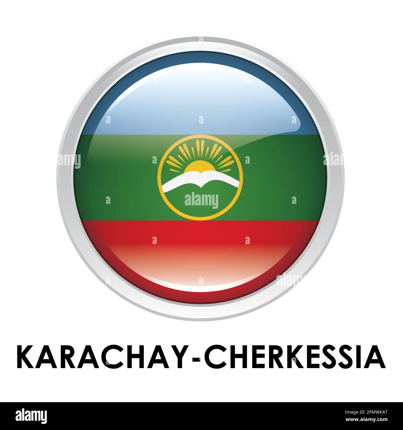 Drapeau rond de Karachay-Cherkessia Banque D'Images