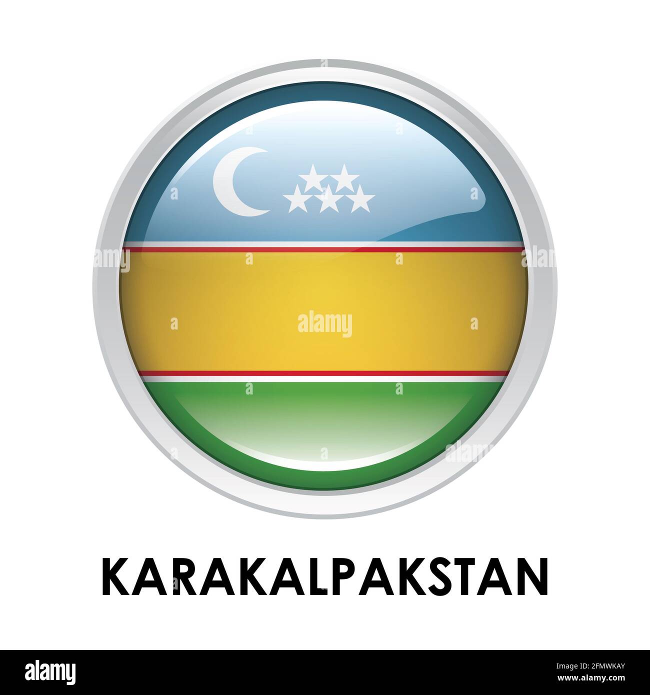 Drapeau rond du Karakalpakstan Banque D'Images