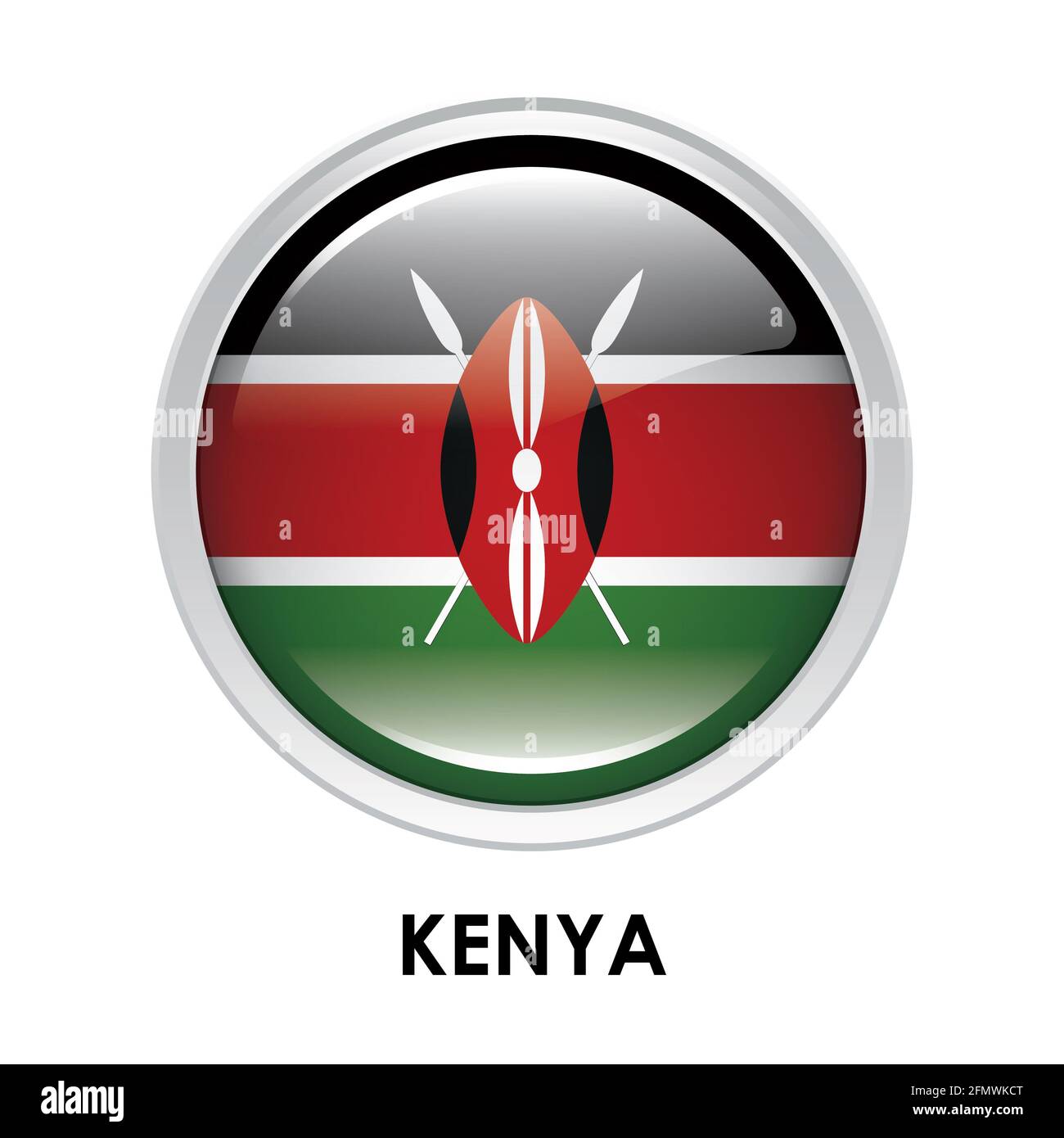 Drapeau rond du Kenya Banque D'Images