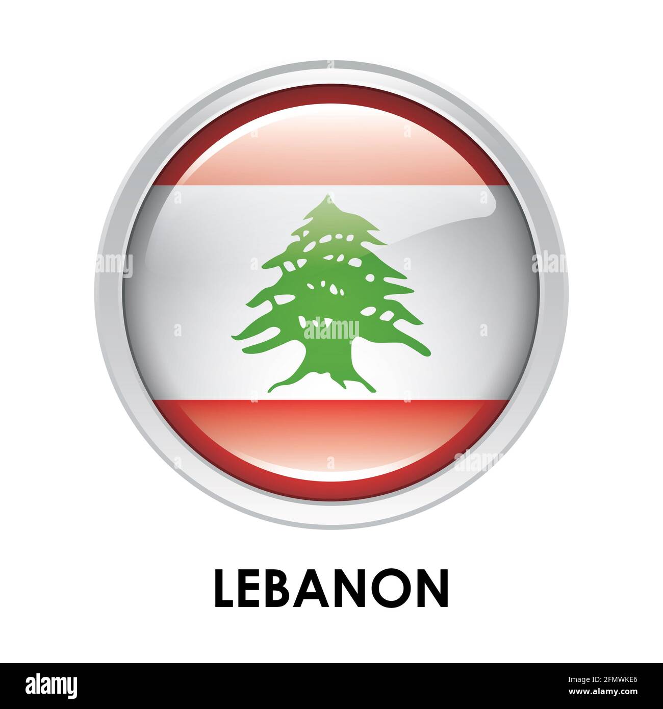 Drapeau rond du Liban Banque D'Images