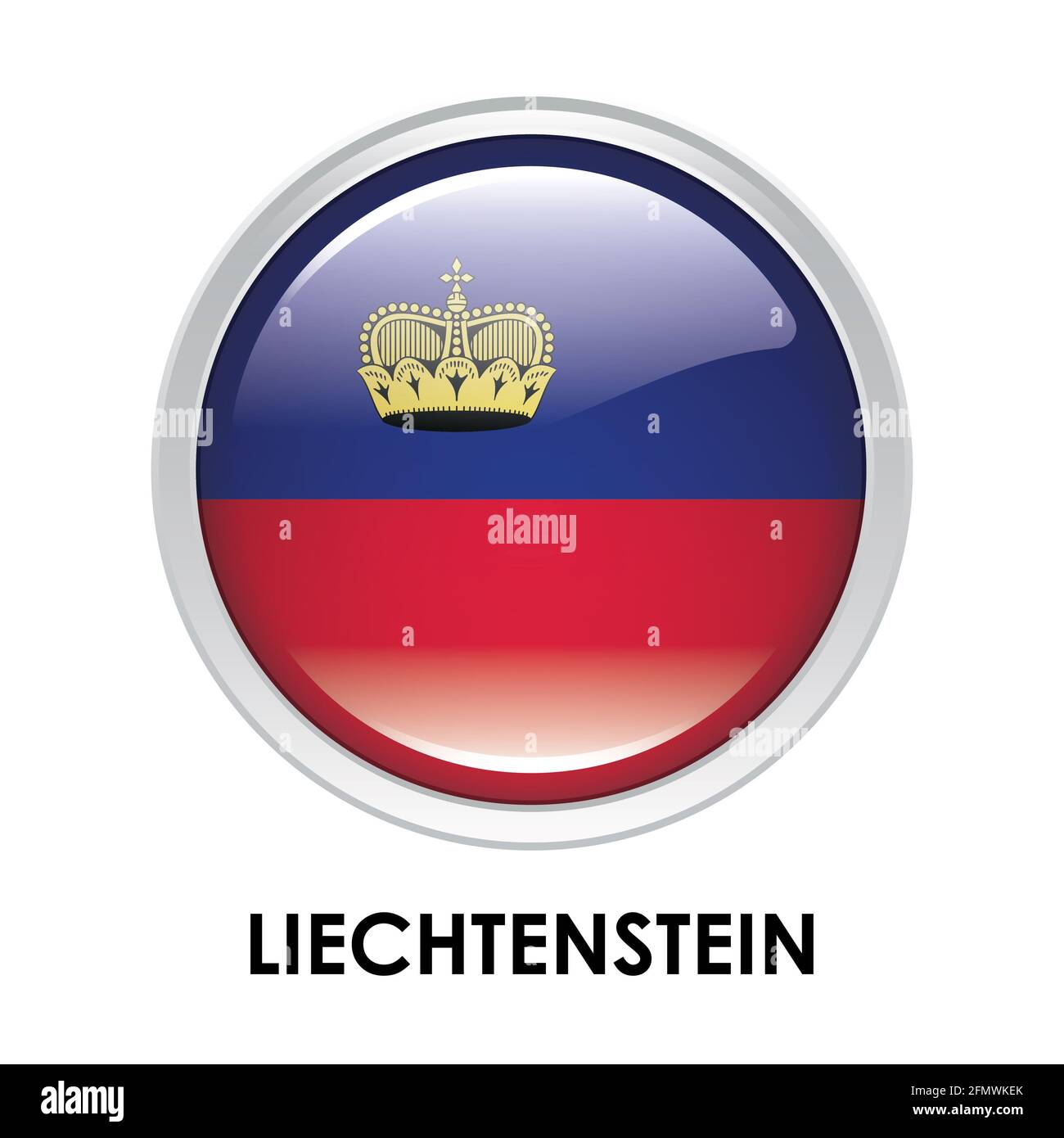 Drapeau rond du Liechtenstein Banque D'Images