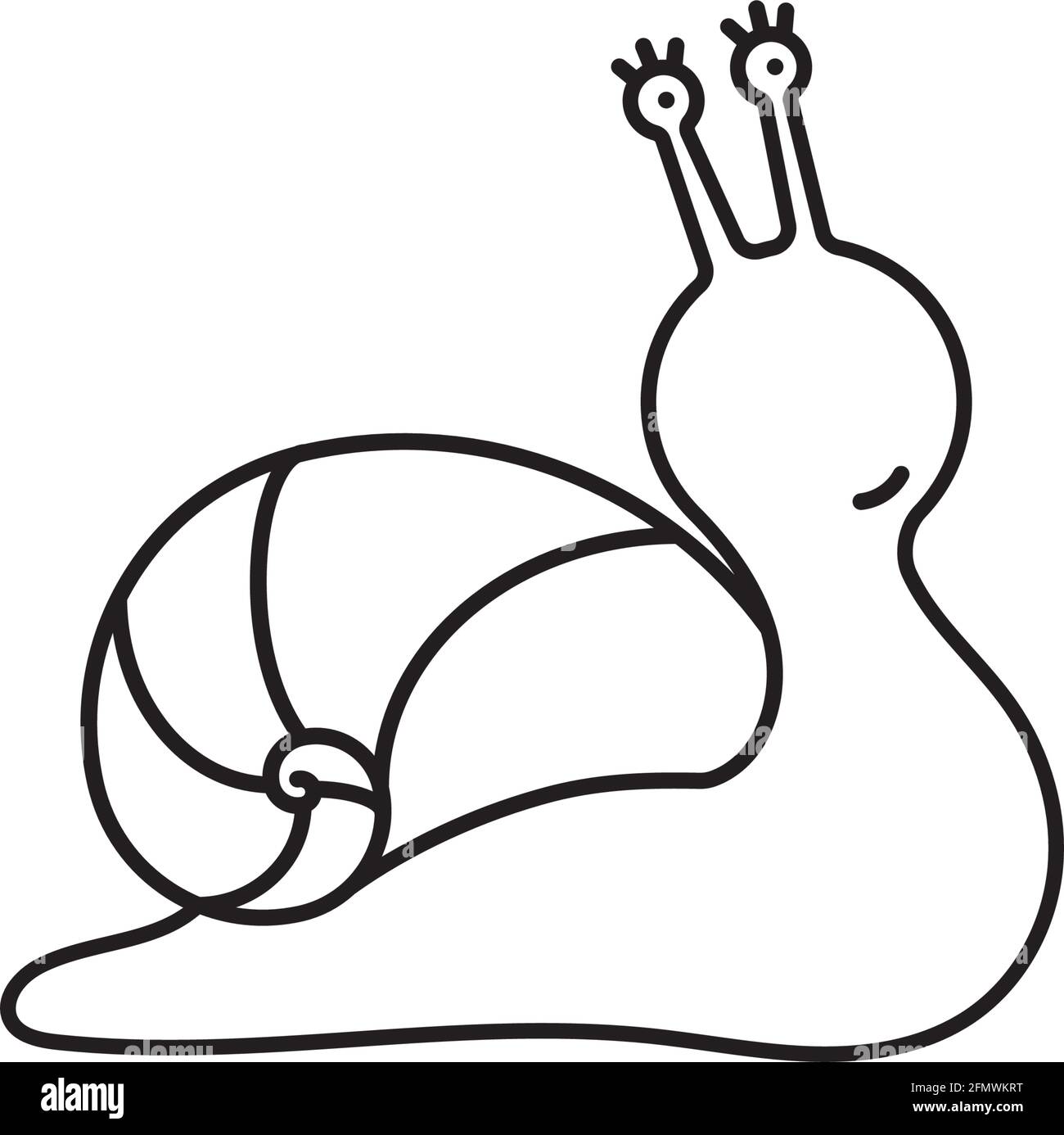 Mignon escargot heureux avec la maison en spirale dessin animé caractère vectoriel icône de ligne pour la journée de Fibonacci sur Neovember 23. Illustration de Vecteur
