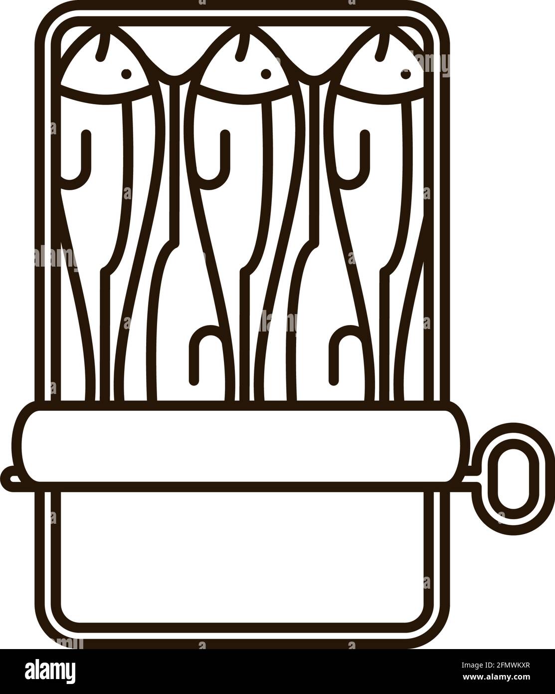 Ouverture CAN de Sardes icône de ligne vectorielle pour la Journée des Sardes le 24 novembre. Illustration de Vecteur