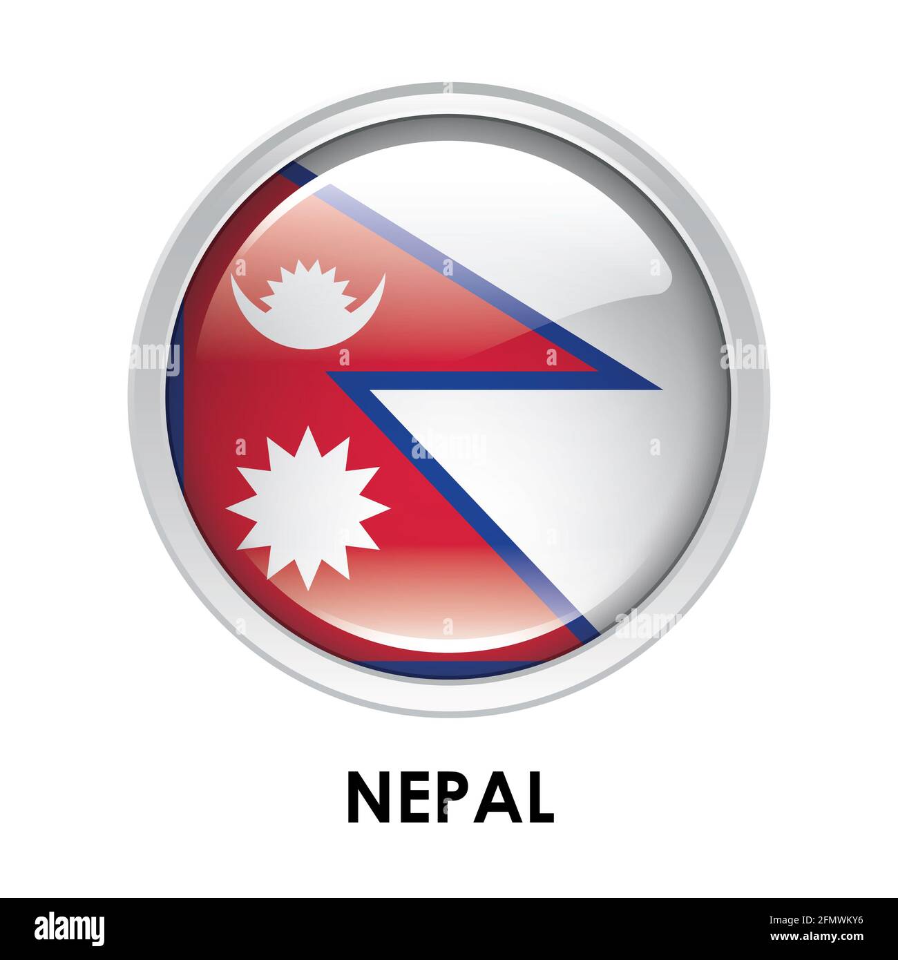 Drapeau rond du Népal Banque D'Images