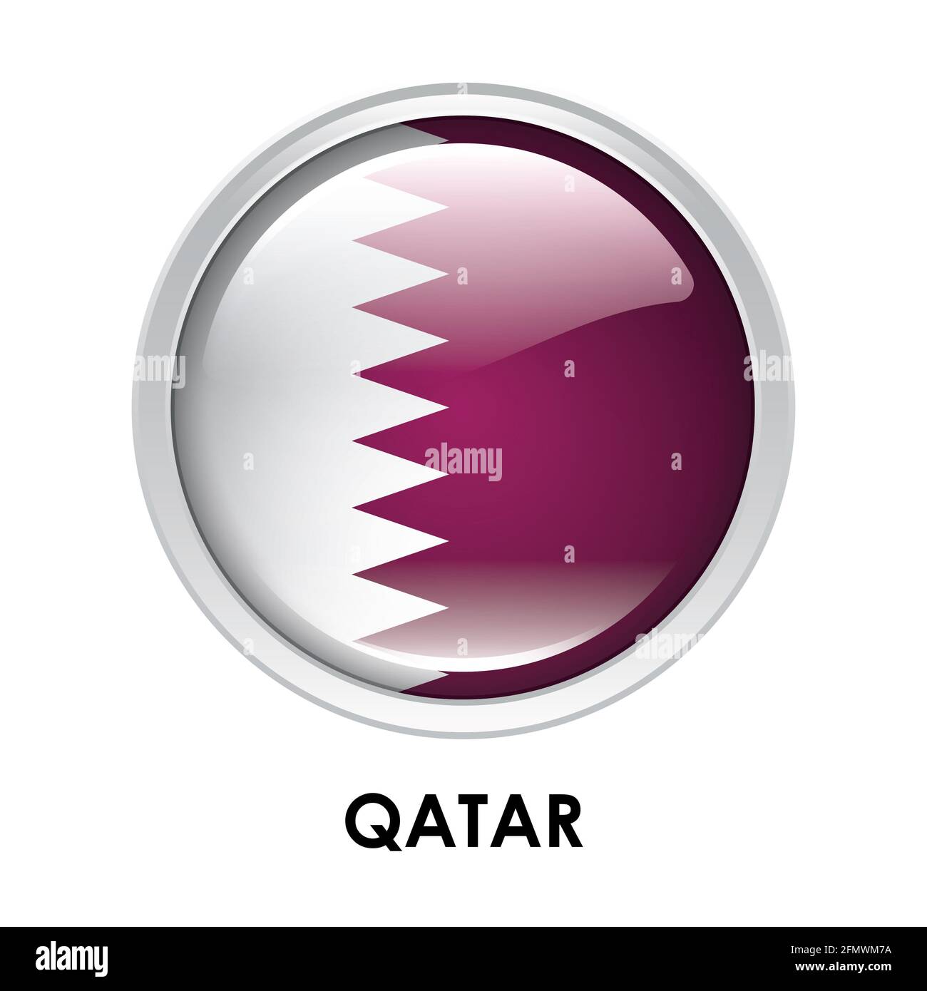 Drapeau rond du Qatar Banque D'Images