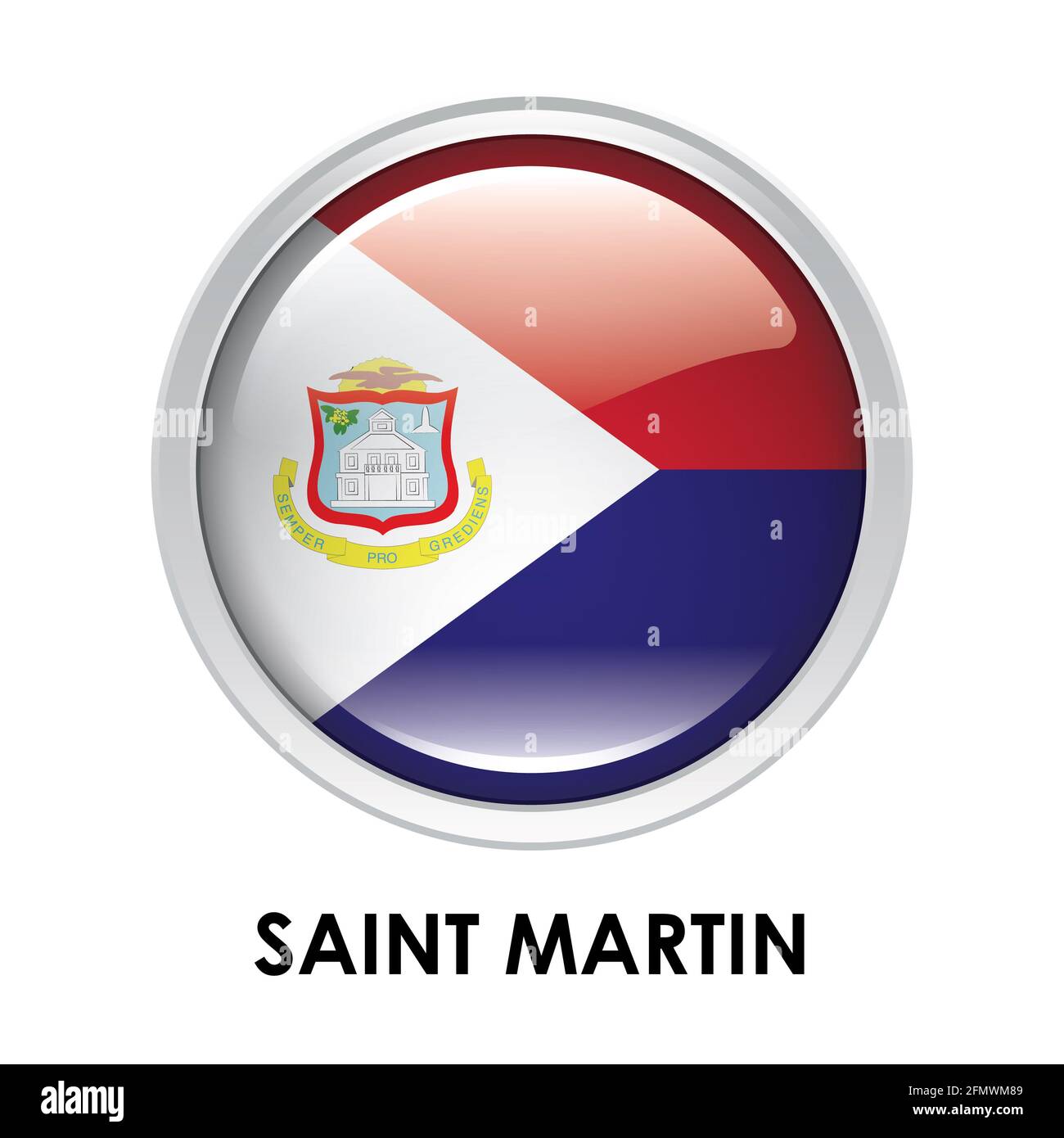Drapeau rond de Saint Martin Banque D'Images