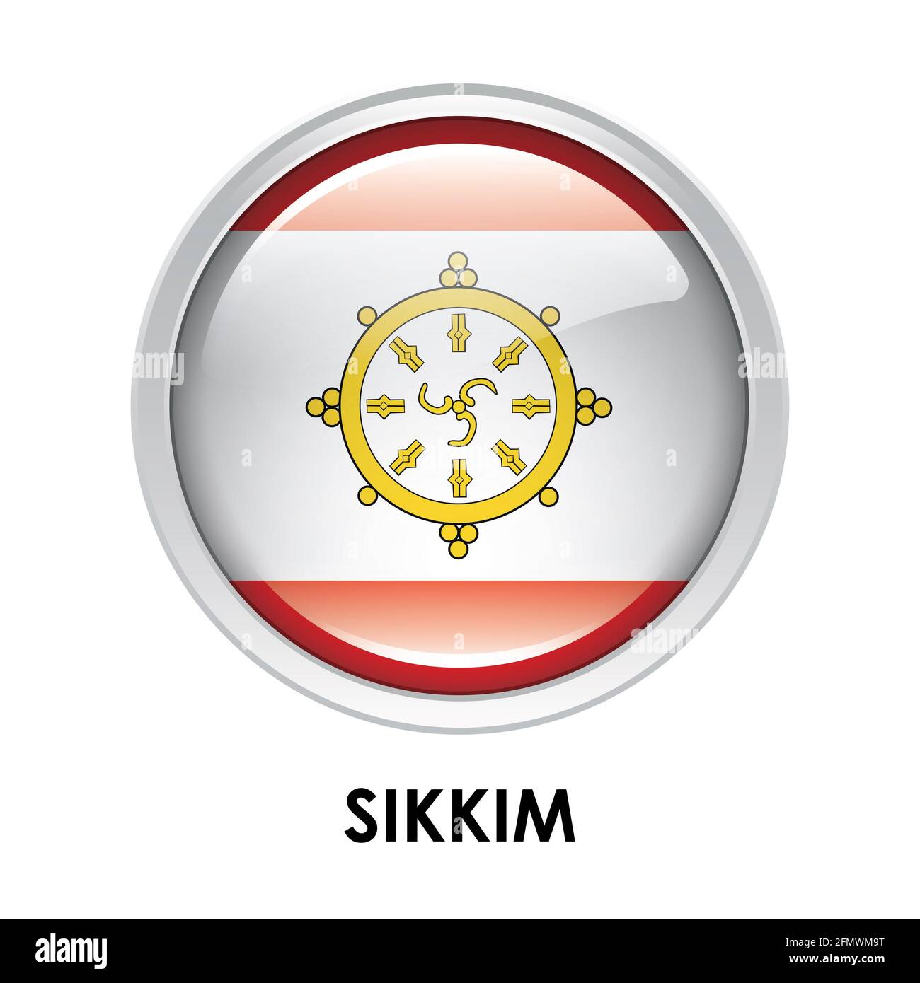 Drapeau rond de Sikkim Banque D'Images