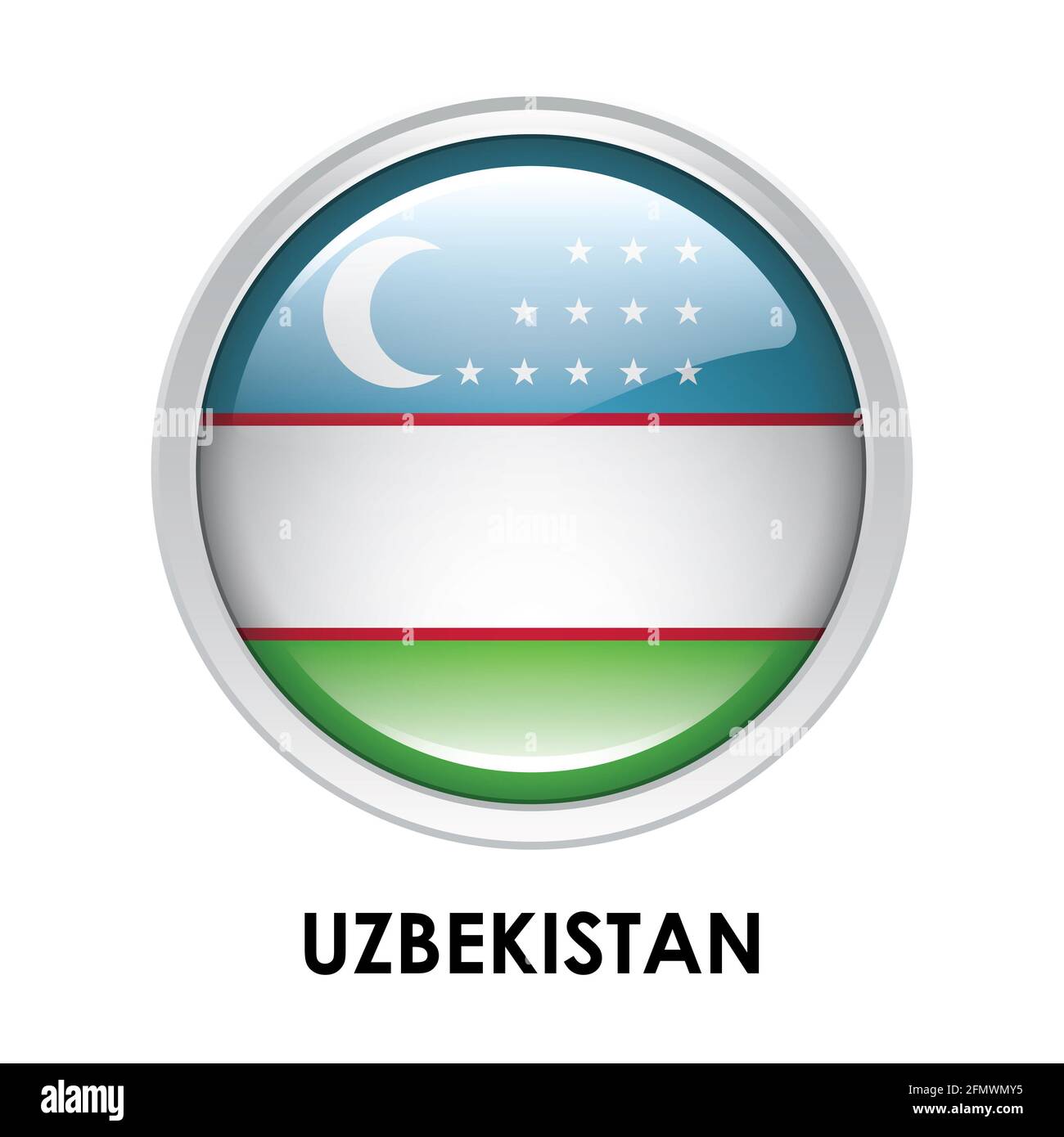 Drapeau rond de l'Ouzbékistan Banque D'Images