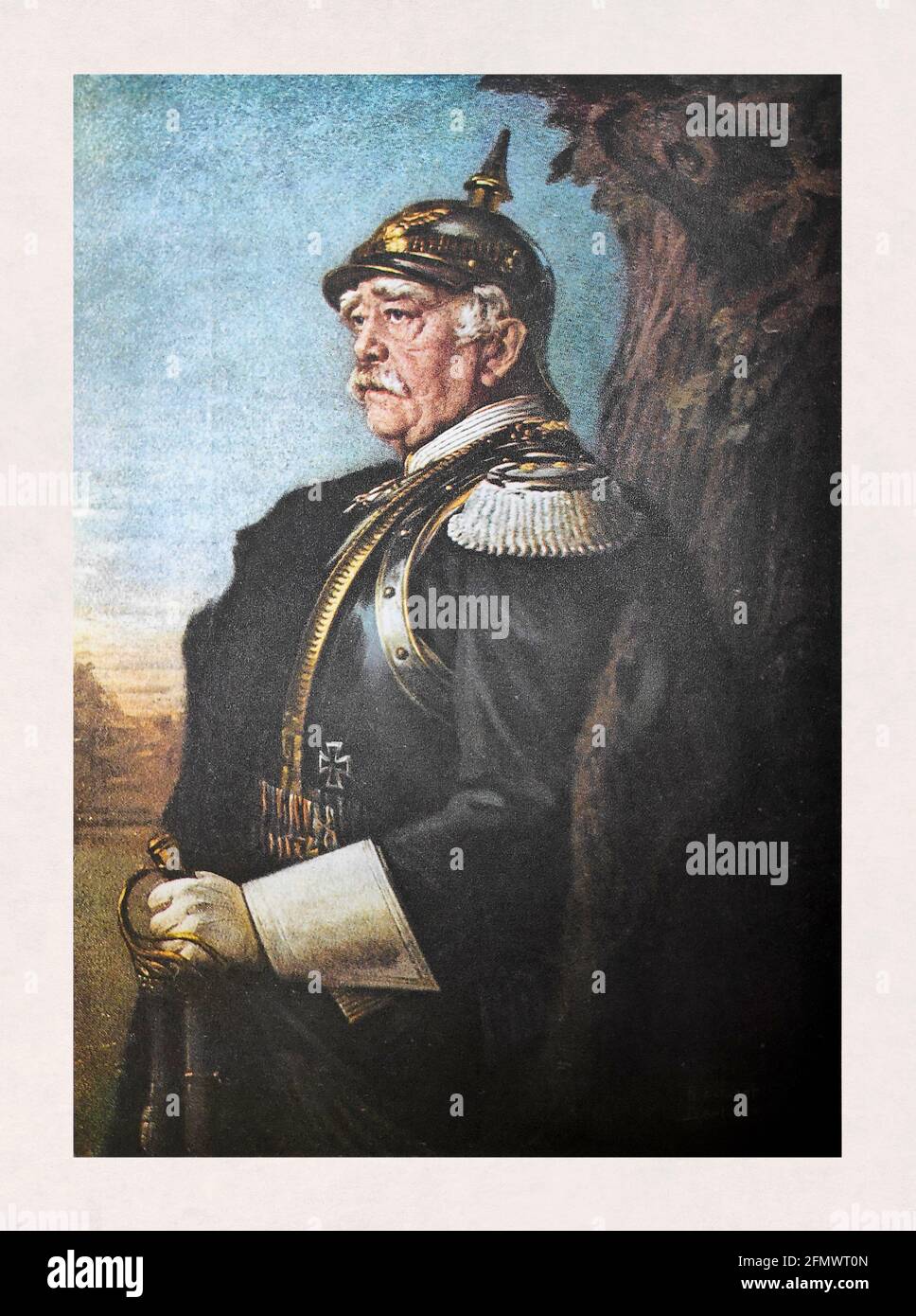 Portrait du chancelier allemand Otto von Bismarck peint par A. Fischer en 1890. Banque D'Images