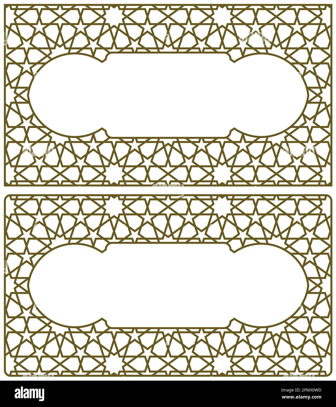 Des espaces pour les cartes d'affaires. Ornement géométrique arabe. Proportion 90x50. Illustration de Vecteur